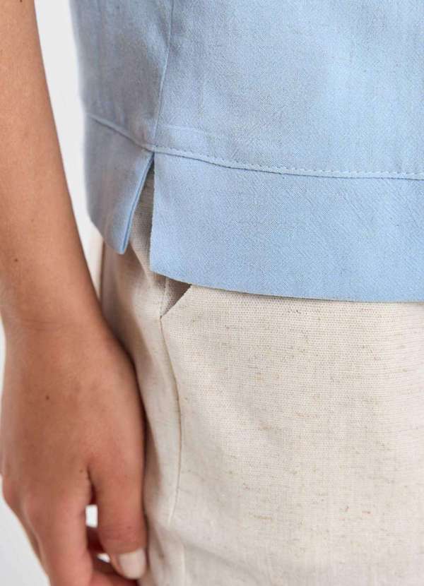 Pks - Blusa Pks em Viscose com Linho Azul 4