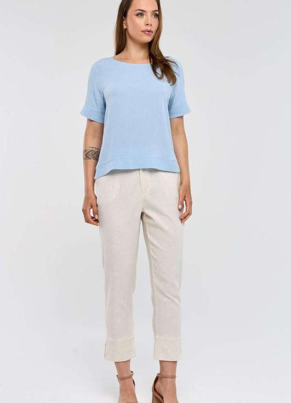 Pks - Blusa Pks em Viscose com Linho Azul 5