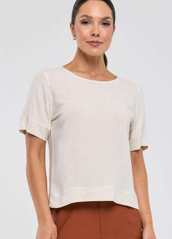 Pks - Blusa Pks em Viscose com Linho Branco