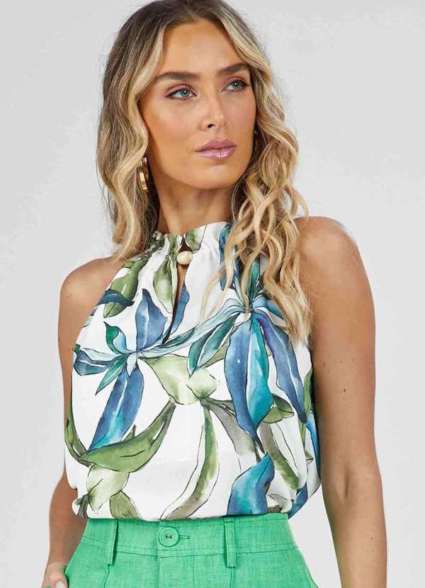 Pks - Blusa Pks Frente Unica Estampada Branco