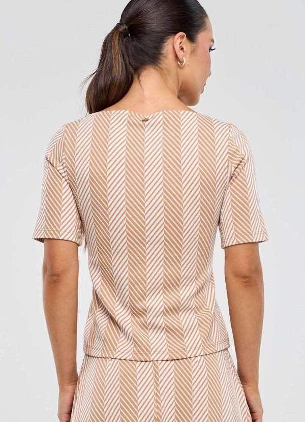 Pks - Blusa Pks Jacquard Listras Bege 2