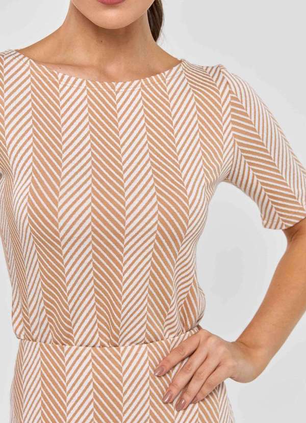 Pks - Blusa Pks Jacquard Listras Bege 3