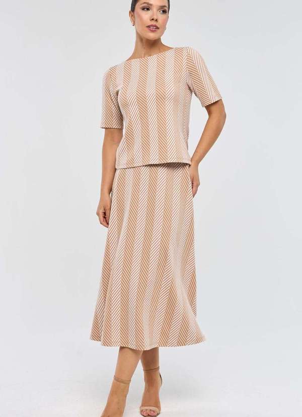 Pks - Blusa Pks Jacquard Listras Bege 4