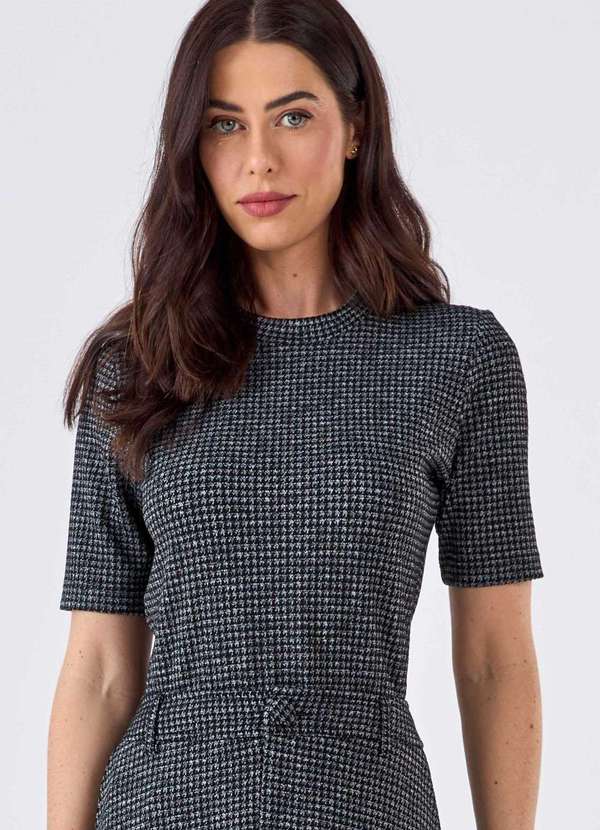 Pks - Blusa Pks Jacquard Pied de Poule Preto