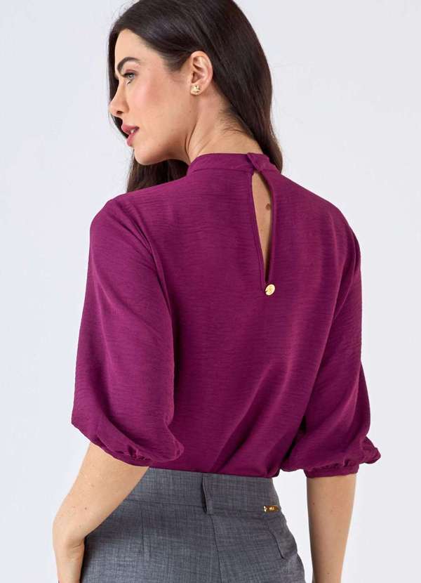 Pks - Blusa Pks Manga 7/8 Magenta Rosa 2