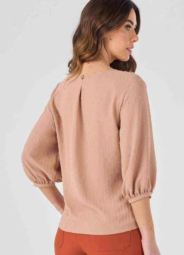 Pks - Blusa Pks Manga 7/8 Poa Bege 2