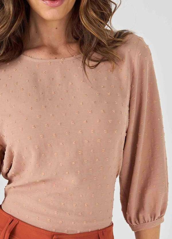 Pks - Blusa Pks Manga 7/8 Poa Bege 3