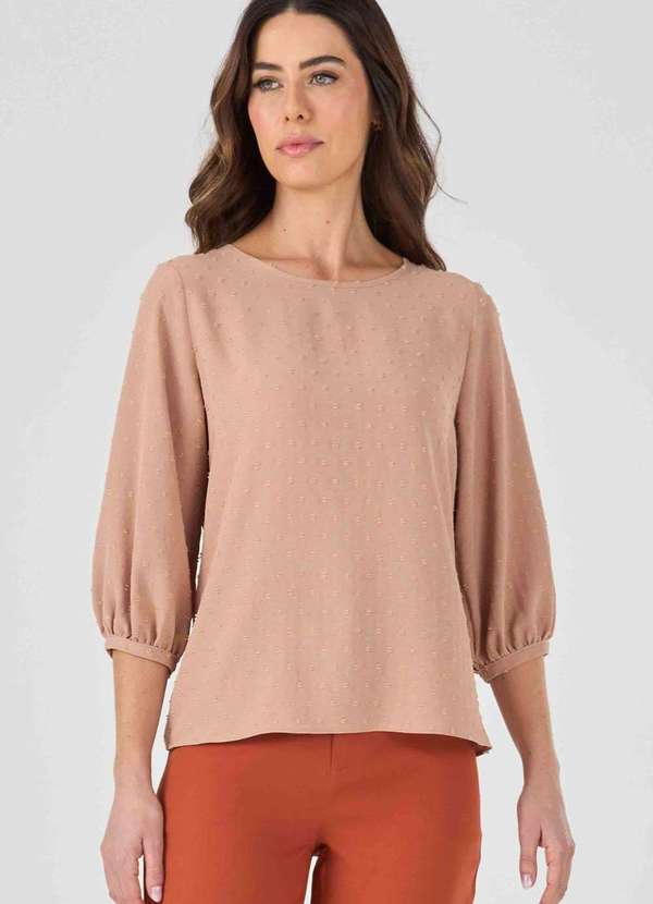 Pks - Blusa Pks Manga 7/8 Poa Bege 5