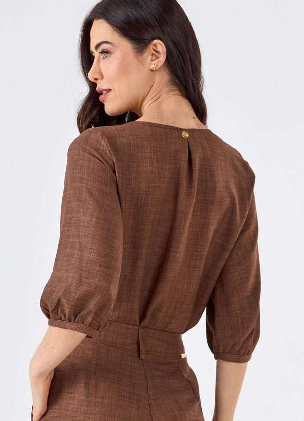 Pks - Blusa Pks Manga 7/8 Marrom 2