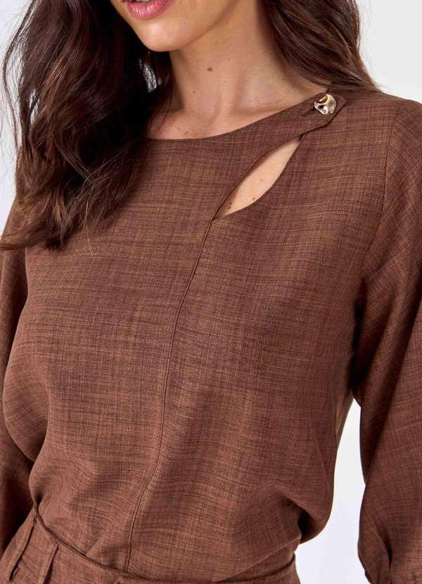 Pks - Blusa Pks Manga 7/8 Marrom 3