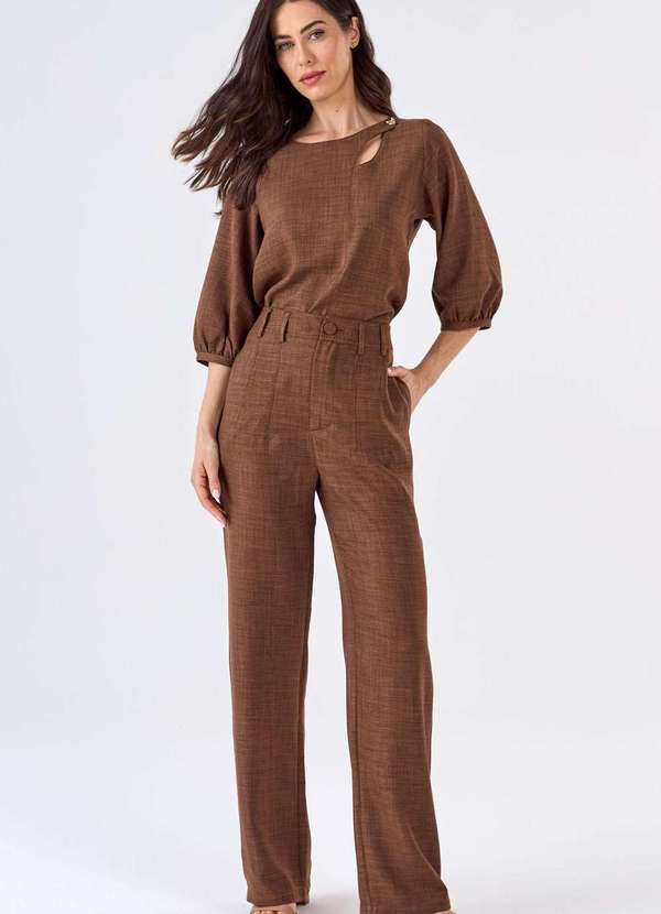 Pks - Blusa Pks Manga 7/8 Marrom 5