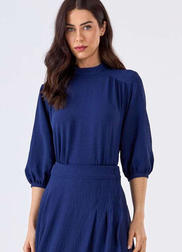 Pks - Blusa Pks Manga 7/8 Azul