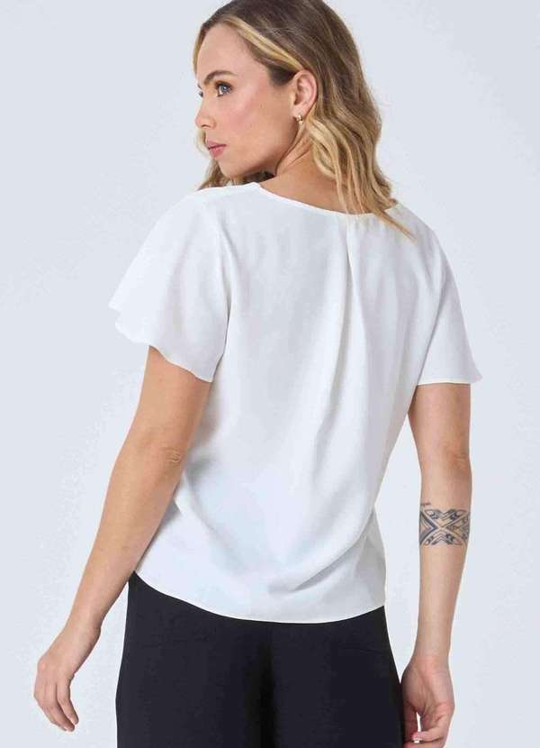 Pks - Blusa Pks Manga Curta com Botoes Joia Off White Branco 2