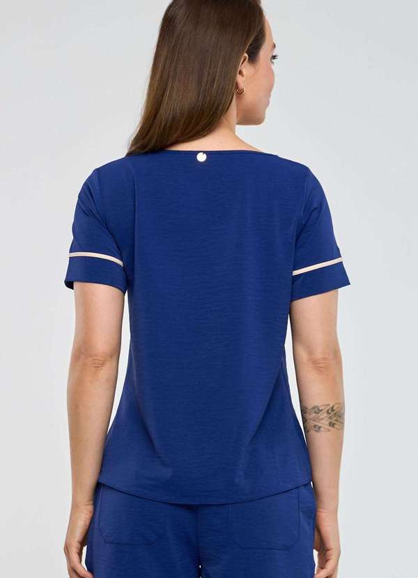 Pks - Blusa Pks Manga Curta com Filetes Azul 2
