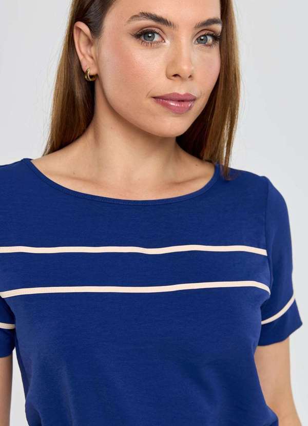 Pks - Blusa Pks Manga Curta com Filetes Azul 4