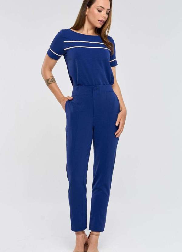 Pks - Blusa Pks Manga Curta com Filetes Azul 5