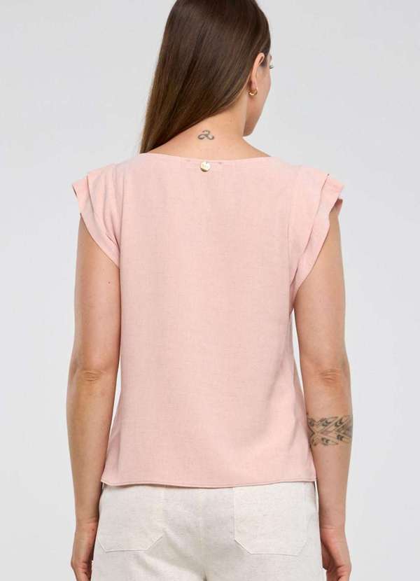 Pks - Blusa Pks Manga Curta Viscose com Linho Rosa 2