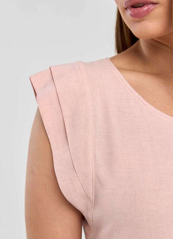 Pks - Blusa Pks Manga Curta Viscose com Linho Rosa 4