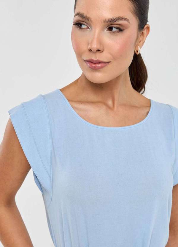 Pks - Blusa Pks Manga Curta Viscose com Linho Azul 3