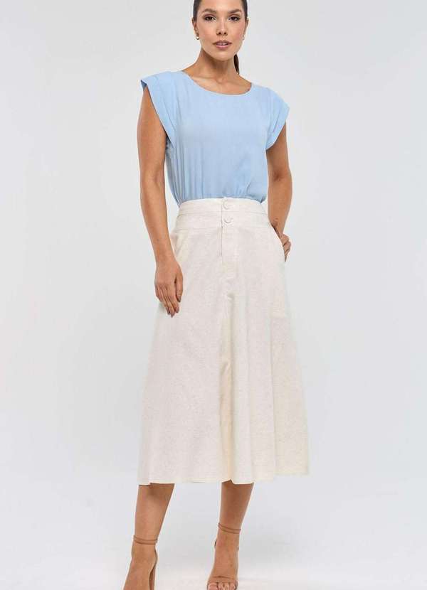 Pks - Blusa Pks Manga Curta Viscose com Linho Azul 5