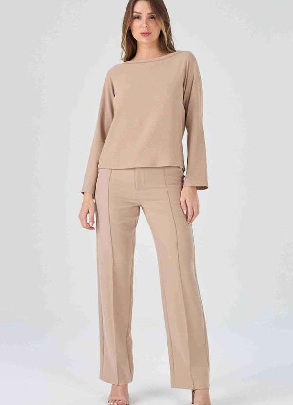 Pks - Blusa Pks Manga Longa Decote Bordado Bege 3