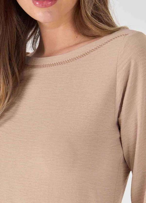 Pks - Blusa Pks Manga Longa Decote Bordado Bege 4