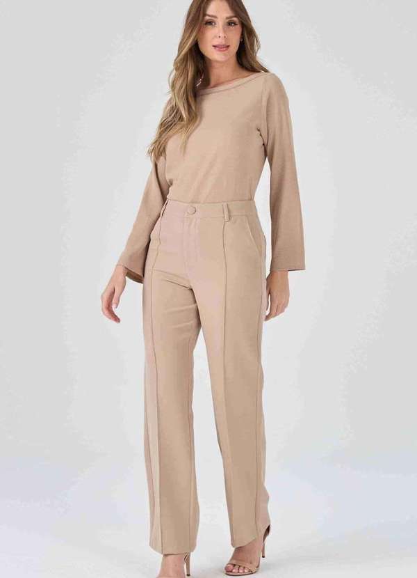 Pks - Blusa Pks Manga Longa Decote Bordado Bege 5