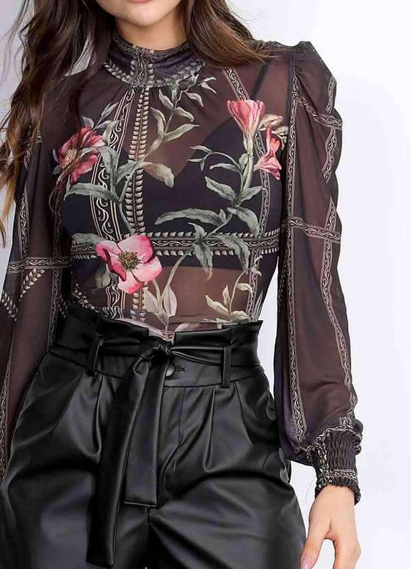 Pks - Blusa Pks Manga Longa Tule Preto 3