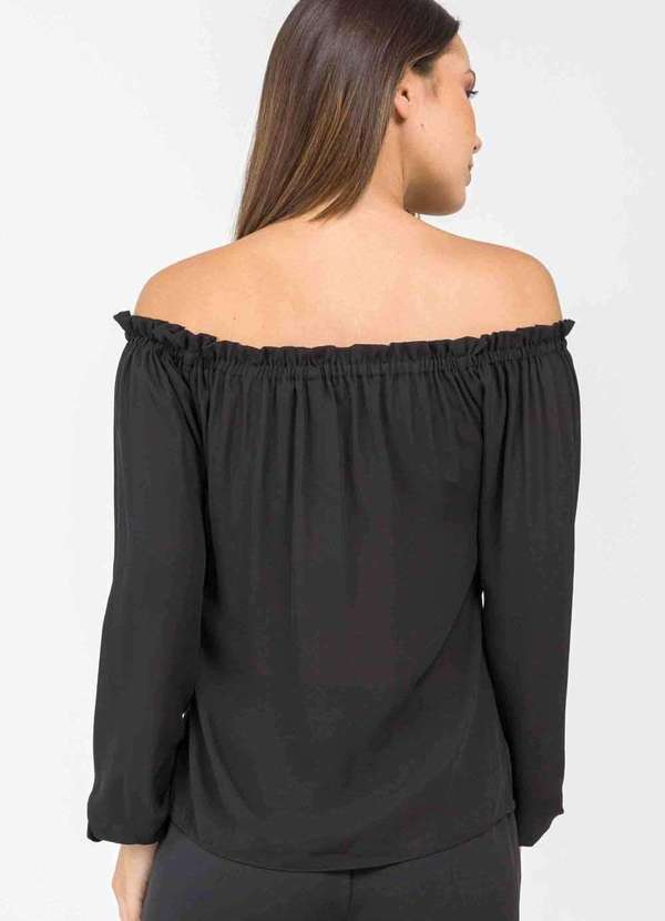 Pks - Blusa Pks Ombro a Ombro Bolsos Preto 2