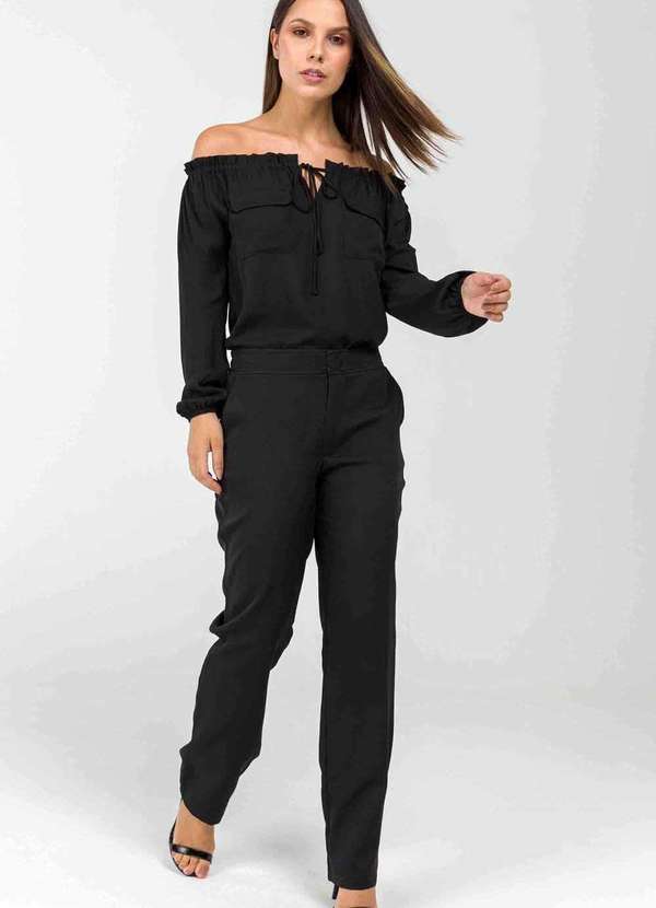 Pks - Blusa Pks Ombro a Ombro Bolsos Preto 4