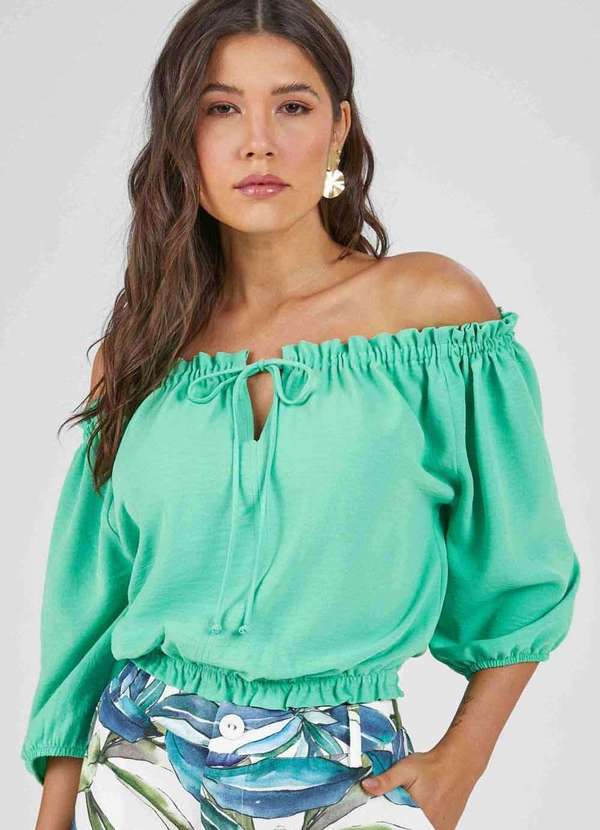 Pks - Blusa Pks Ombro a Ombro Verde