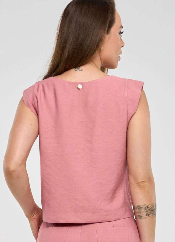 Pks - Blusa Pks sem Manga em Viscose Rosa 2
