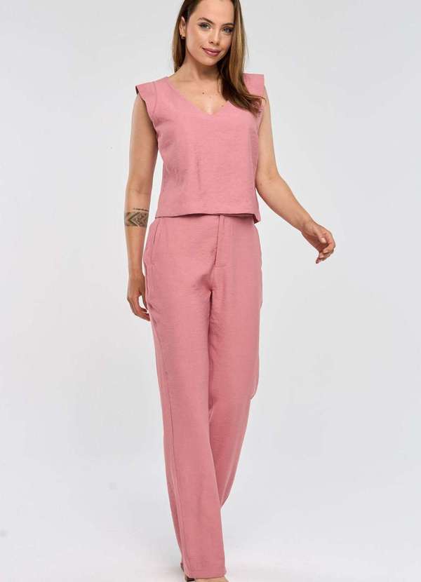 Pks - Blusa Pks sem Manga em Viscose Rosa 3