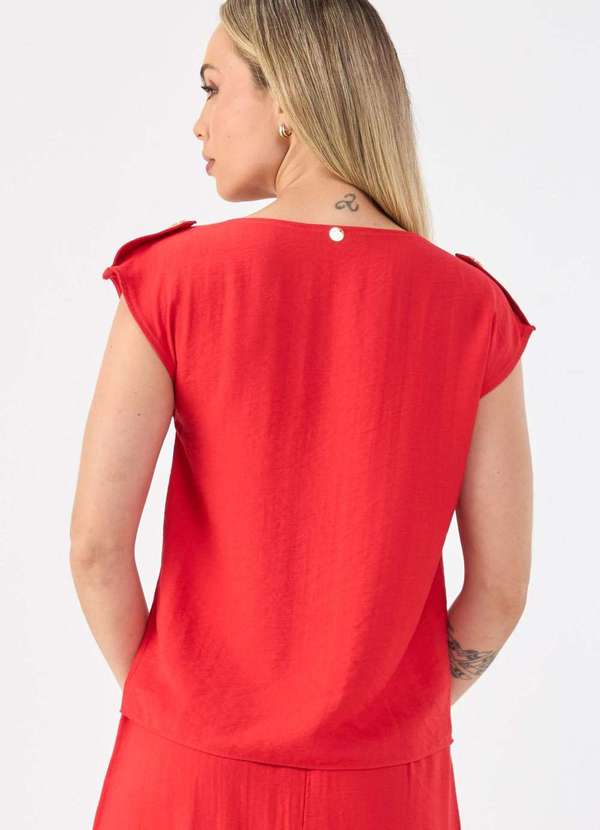 Pks - Blusa Pks Viscose com Botoes Ombro Vermelho 2