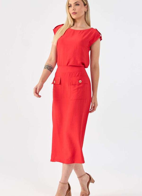 Pks - Blusa Pks Viscose com Botoes Ombro Vermelho 4