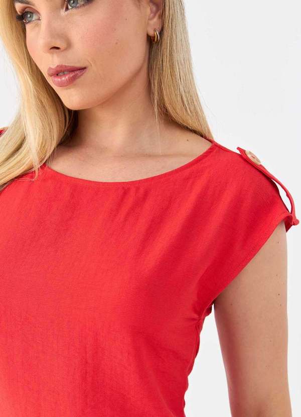 Pks - Blusa Pks Viscose com Botoes Ombro Vermelho 5