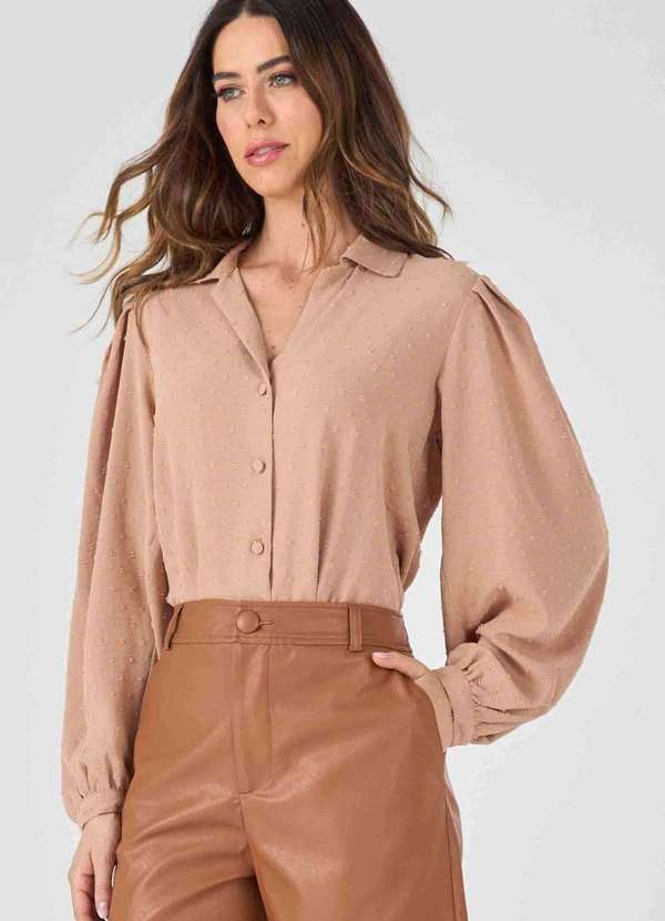 Pks - Camisa Manga Longa Poa Bege