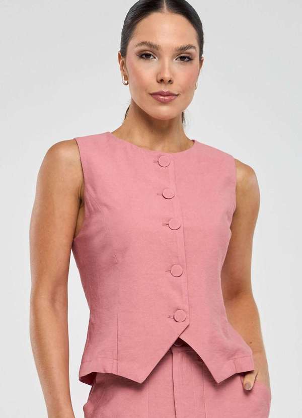 Pks - Colete Pks Alfaiataria em Viscose Rosa