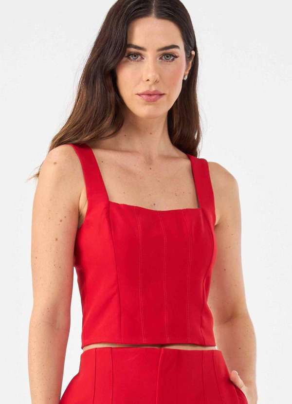 Pks - Top Cropped Pks Alfaiataria Vermelho