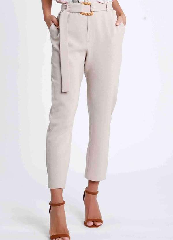 Pks - Calca Alfaiataria com Cinto Bege 3