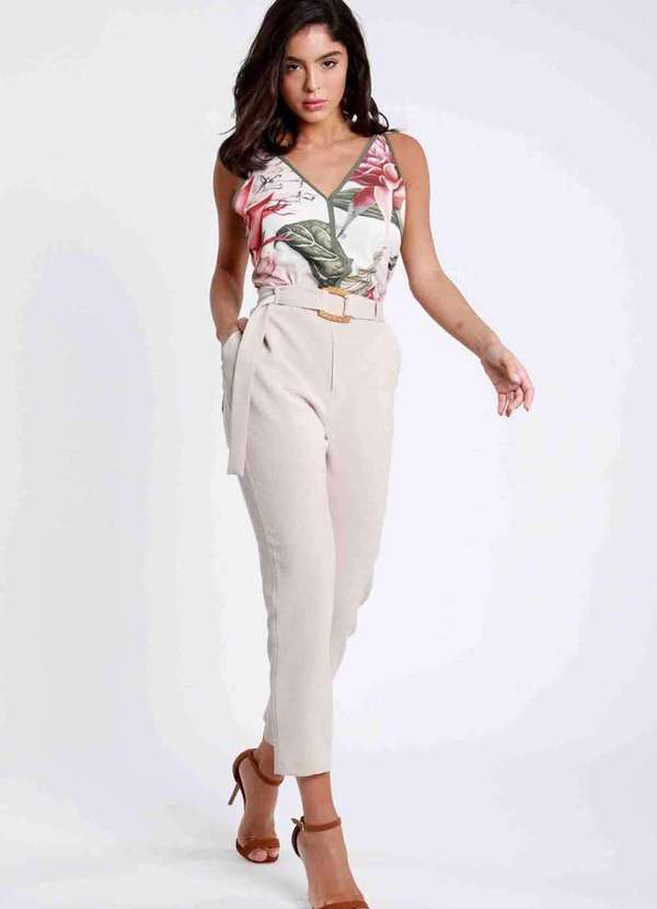 Pks - Calca Alfaiataria com Cinto Bege 4