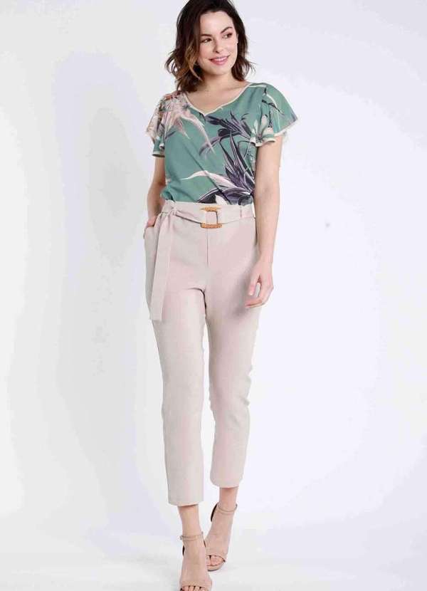 Pks - Calca Alfaiataria com Cinto Bege 5