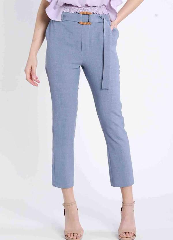 Pks - Calca Alfaiataria com Cinto Azul