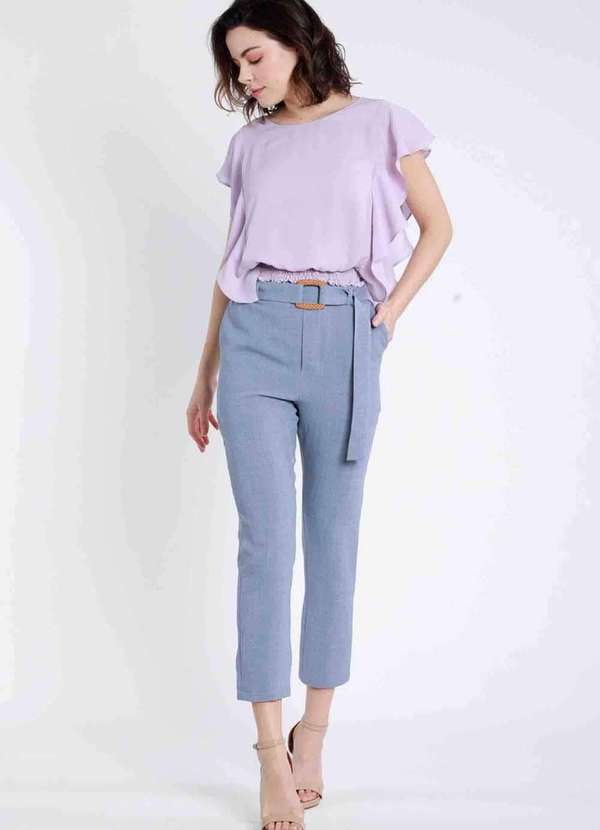 Pks - Calca Alfaiataria com Cinto Azul 4