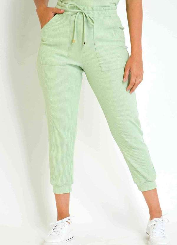 Pks - Calca Jogger Malha Canelada Verde