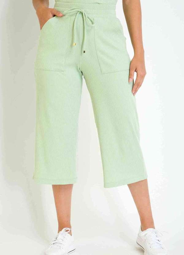 Pks - Calca Pantacourt Canelada Verde