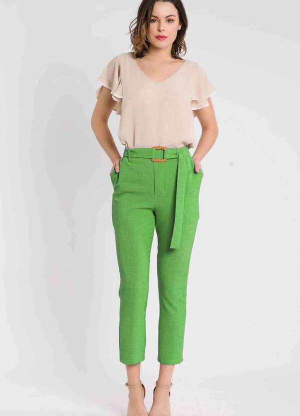 Pks - Calca Pks Alfaiataria com Cinto Verde 3