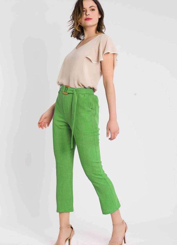 Pks - Calca Pks Alfaiataria com Cinto Verde 4