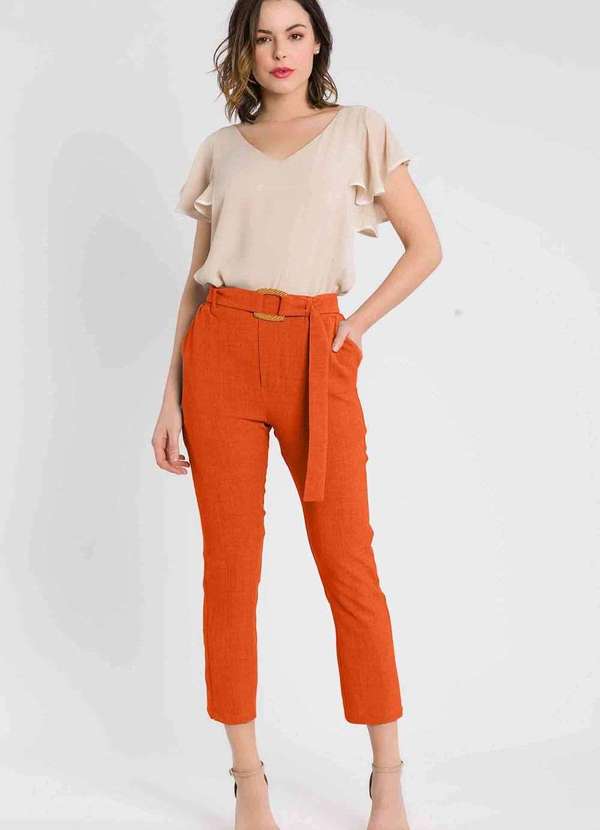 Pks - Calca Pks Alfaiataria com Cinto Laranja 3