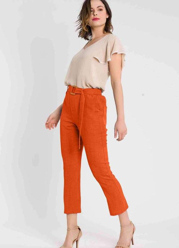 Pks - Calca Pks Alfaiataria com Cinto Laranja 4